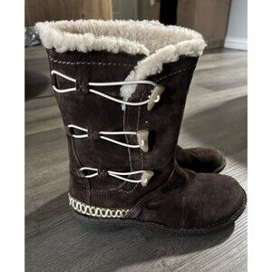 ugg kona womens size 9 shoes brown suede sherpa lined snow boots